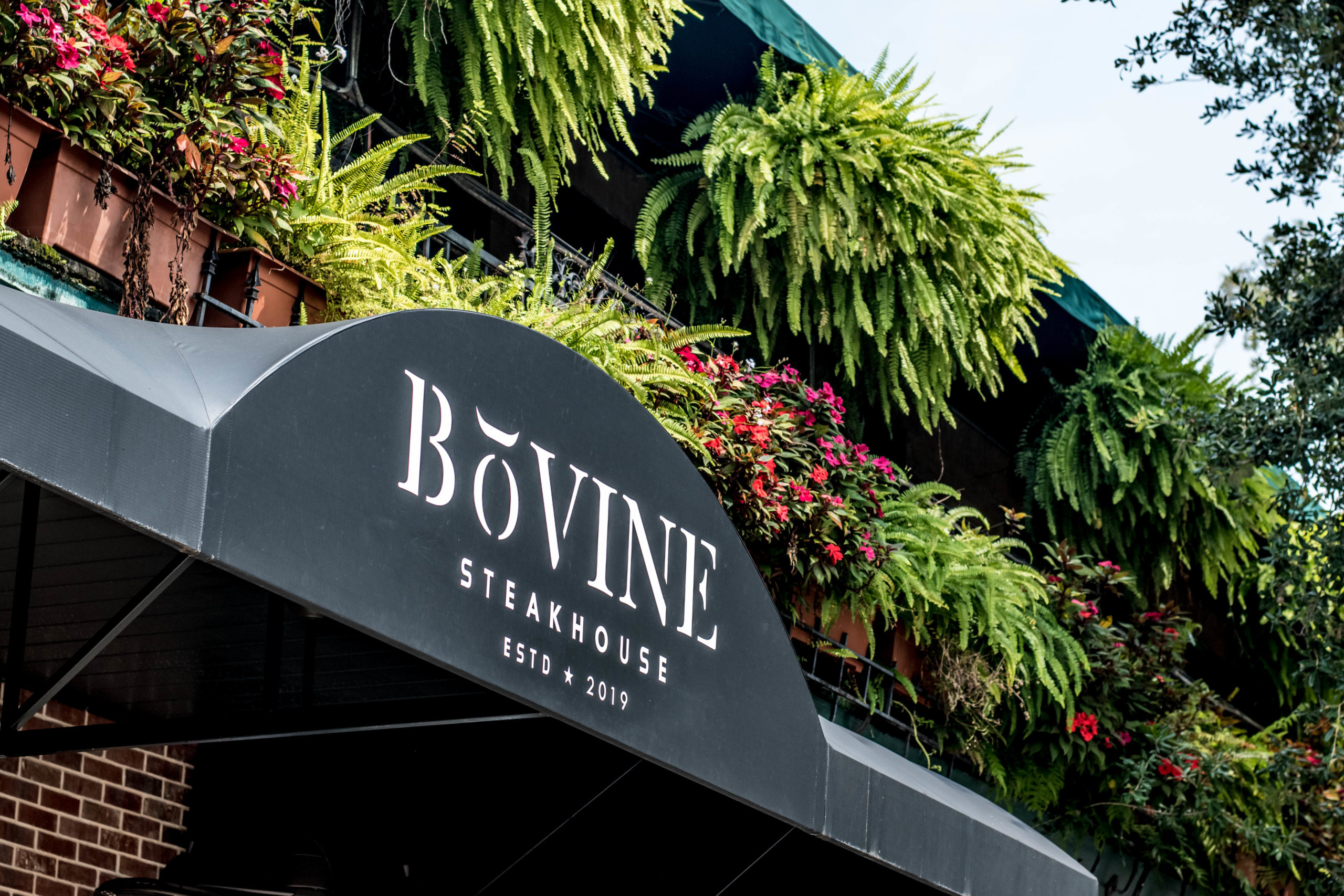 Storefront of BoVine Steakhouse.