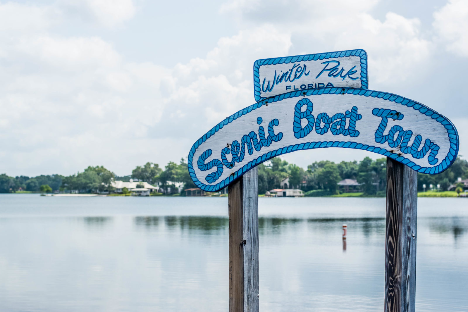 Winter Park Scenic Boat Tour sign.