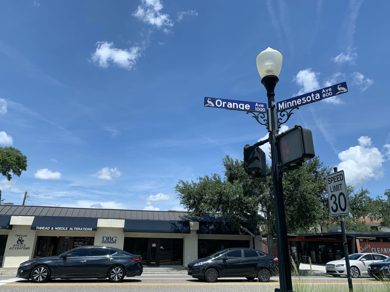 The intersection at Orange and Minnesota Avenues in Winter Park, Fla.