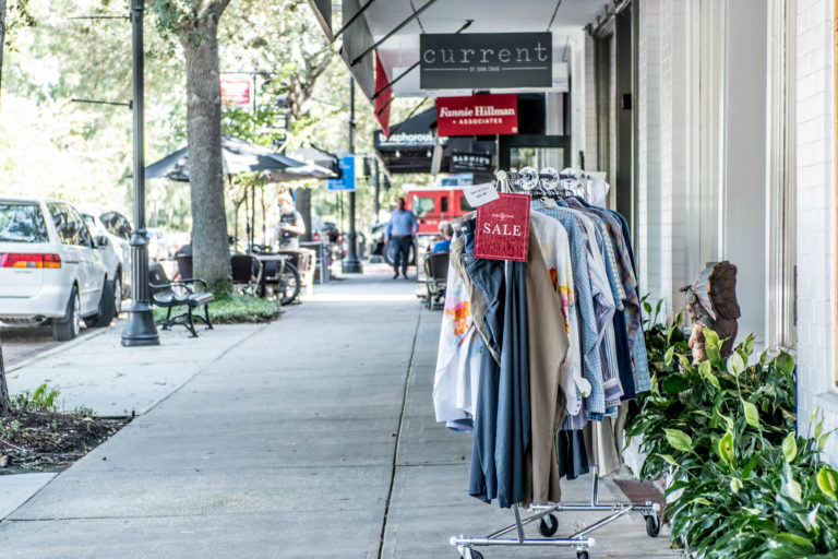 Sidewalk Sale on Park Avenue in Winter Park, Fla.