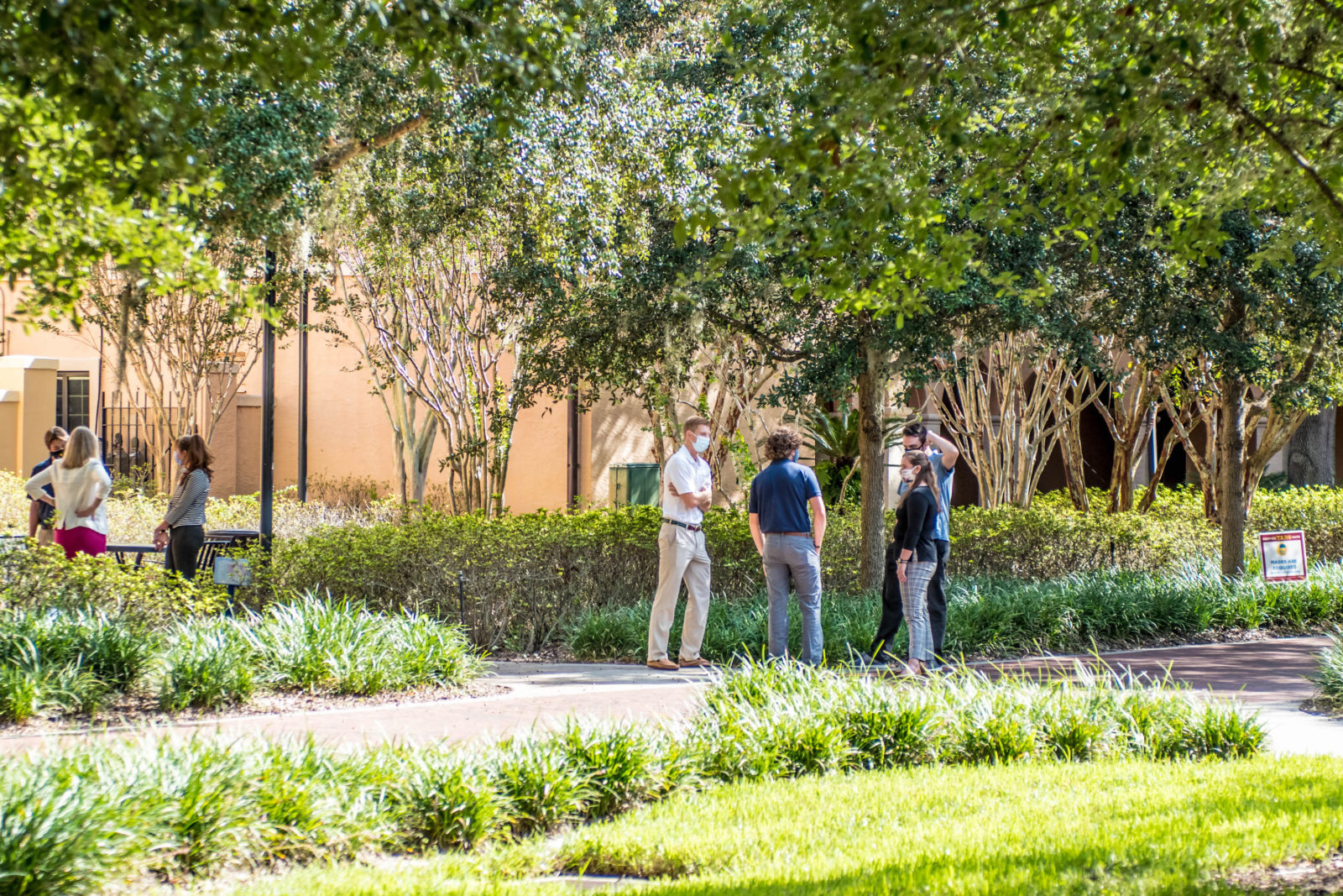 Students gather in small group at Rollins College.